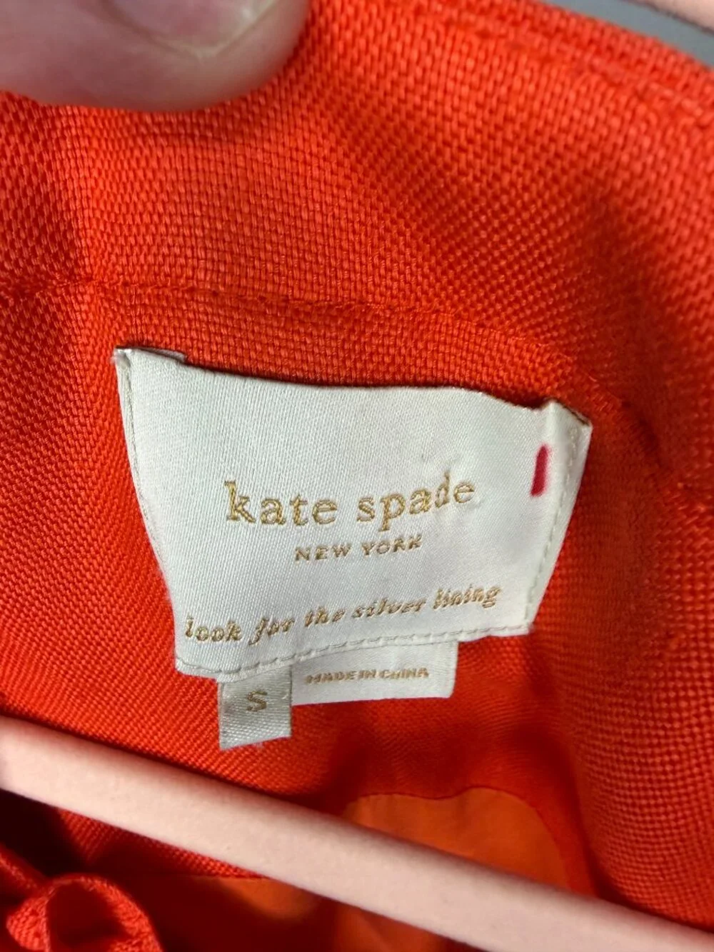 Kate Spade Mini Ruffle NeckDress – S- Bright Orange/ Red- MSRP $348